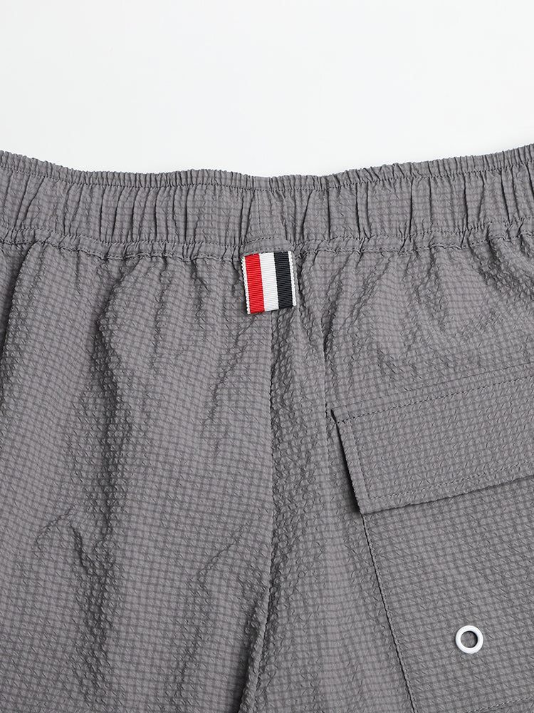 Thom Browne Style Seersucker Shorts - Lightweight Textured Summer Shorts