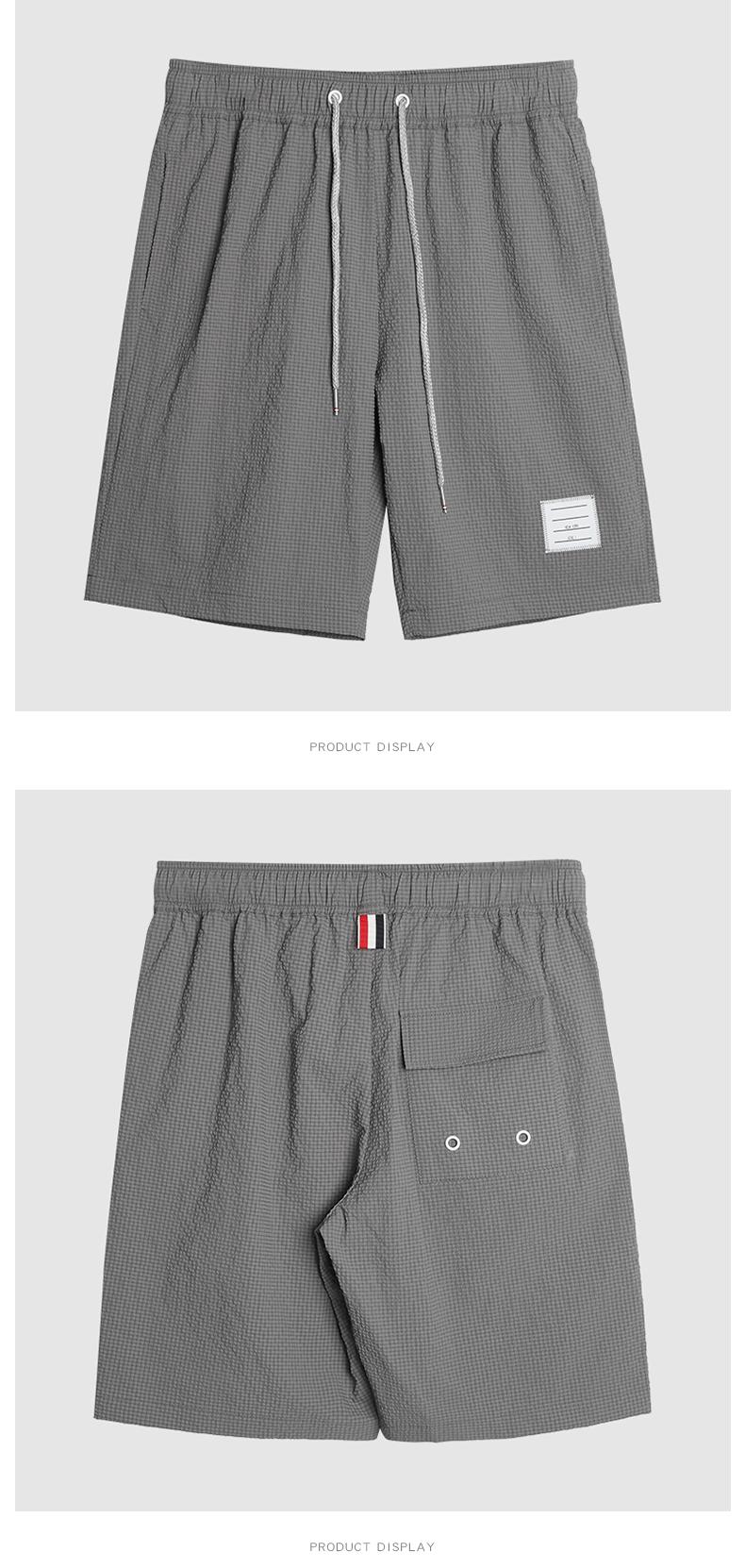 Thom Browne Style Seersucker Shorts - Lightweight Textured Summer Shorts