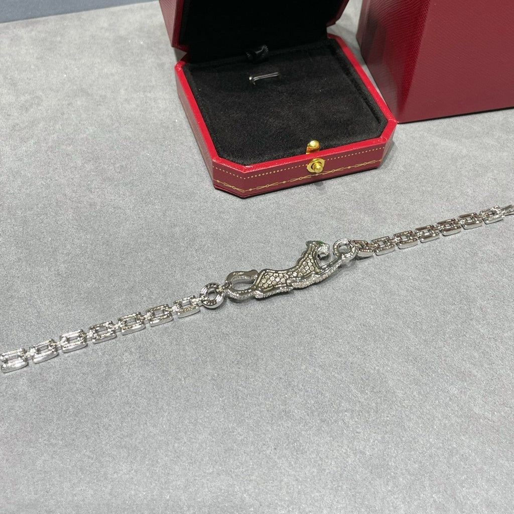 CARTIER PANTHERE DE CARTI SILVER DIAMOND ONYX BRACELET