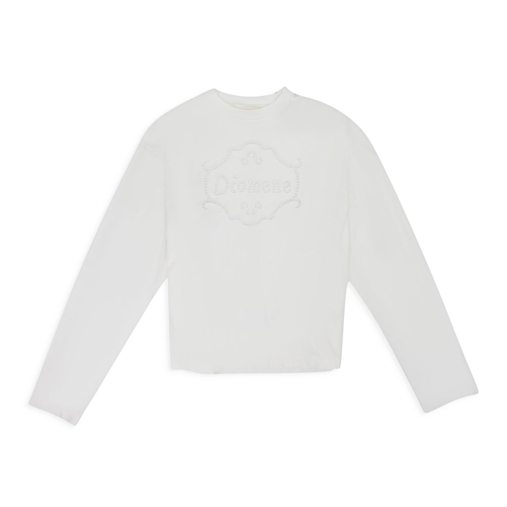 White Embroidered Long Sleeve T-Shirt