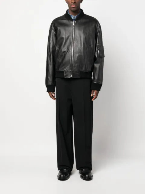 Dolce & Gabbana leather zip-up bomber jacket