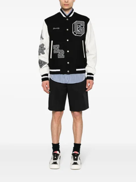 Givenchy varsity jacket in embroidered wool and leather
