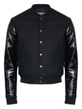 MM6 Maison Margiela leather-sleeve wool jacket
