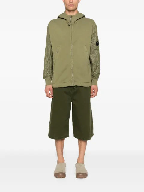C.P. Company quilted-sleeve hooded zip-up jacket
