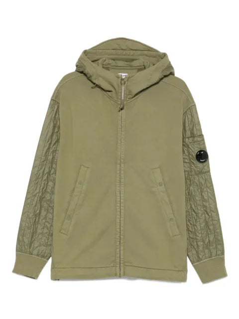 C.P. Company quilted-sleeve hooded zip-up jacket