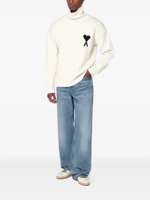 AMI Paris heart-logo turtleneck sweater