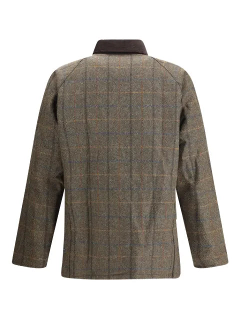 Barbour check-pattern corduroy-collar coat