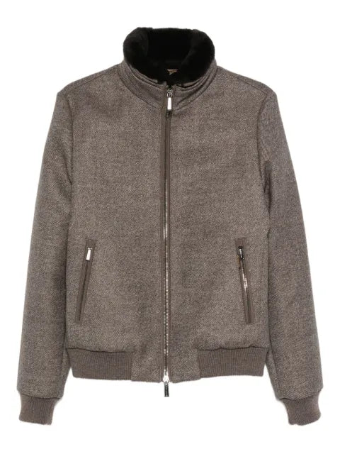 Moorer fur-collar zip-up jacket