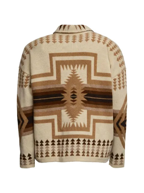 RAKKI buttoned geometric-print cardigan
