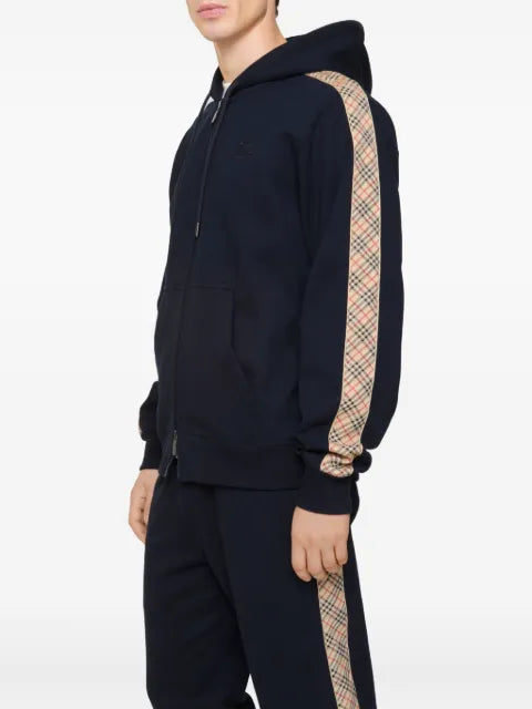 Burberry check-trim zipped hooded jacket