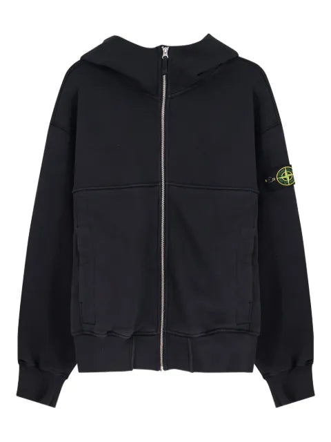 Stone Island logo-patch zip-up hoodie