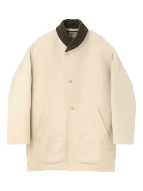 Jacquemus ribbed-collar button-up coat