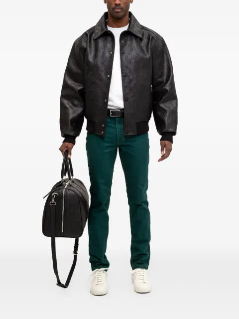 PLACE OF ËLMS debossed leather bomber jacket