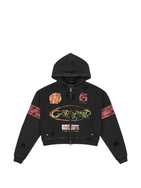 GODSPEED zipped distressed hoodie