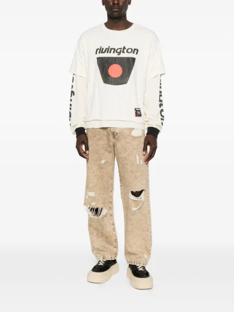 RRR123 layered-design graphic-print sweater