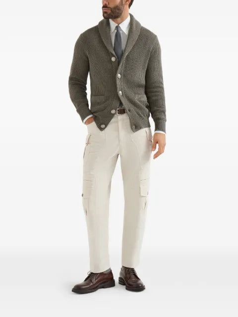 Brunello Cucinelli malfilé-cotton English-rib cardigan