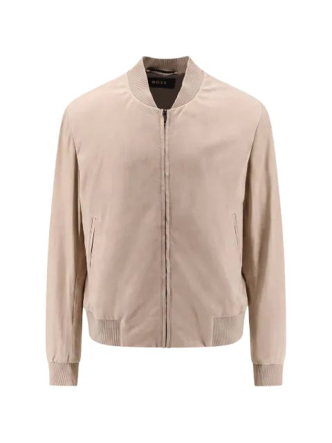BOSS leather bomber jacket