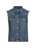 MARKING DISTANCE spike-embellished denim vest