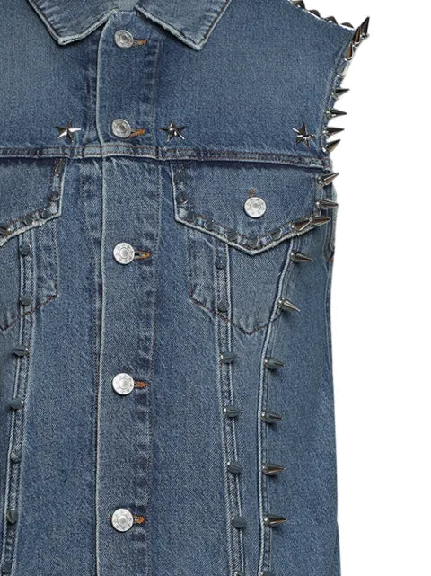 MARKING DISTANCE spike-embellished denim vest