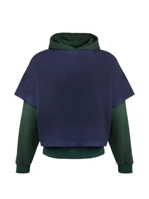 FOUND distressed layered hoodie