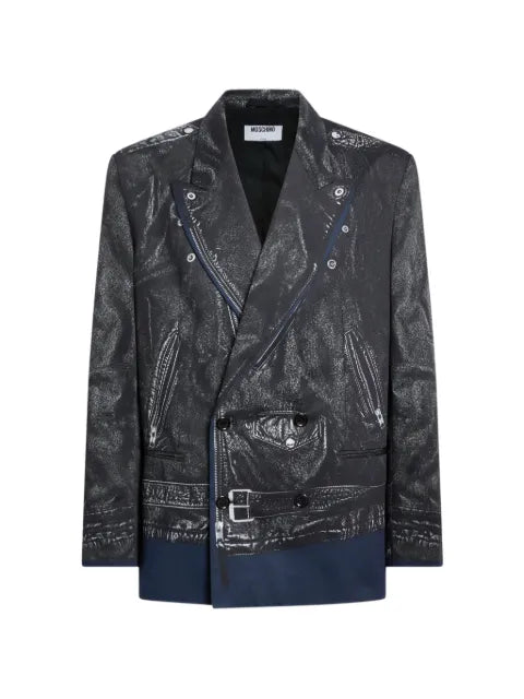 Moschino printed double-breasted cotton drill jacket