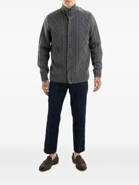 Barba cable-knit diamond-pattern cardigan