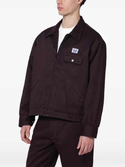Needles logo-appliqué zip-up shirt jacket