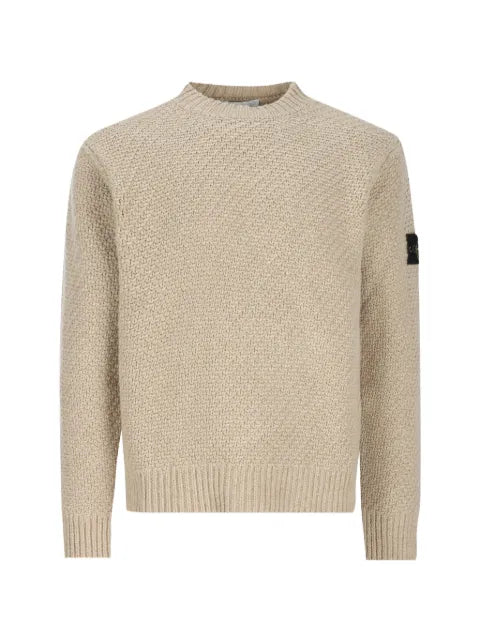 Stone Island basket-weave logo-patch sweater