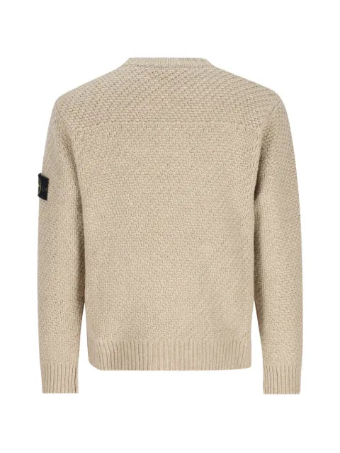 Stone Island basket-weave logo-patch sweater
