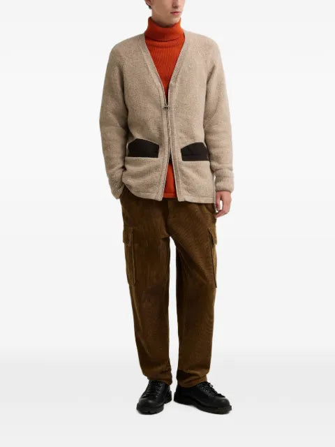 Barbour elbow-patch zip-up cardigan