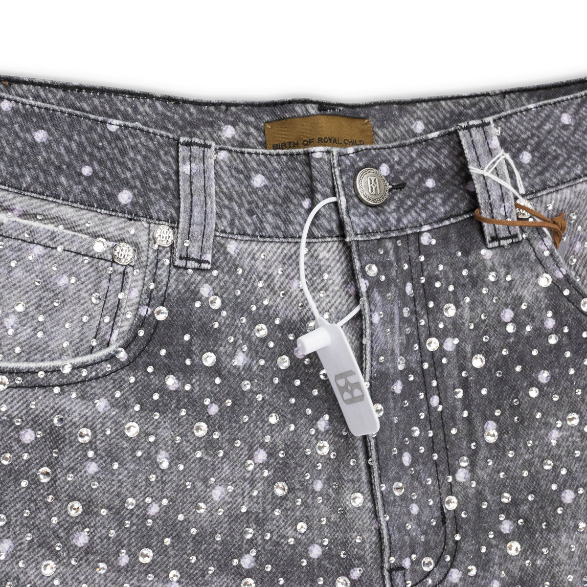 Black 3d Printed 20k Swarovski Boro Jeans