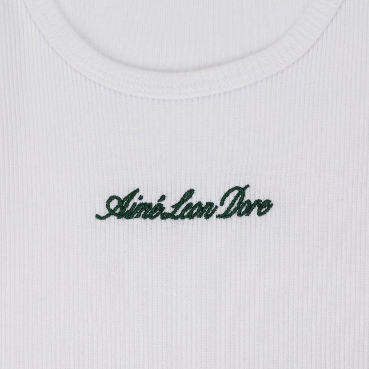 White Embroidered Logo Tank Top