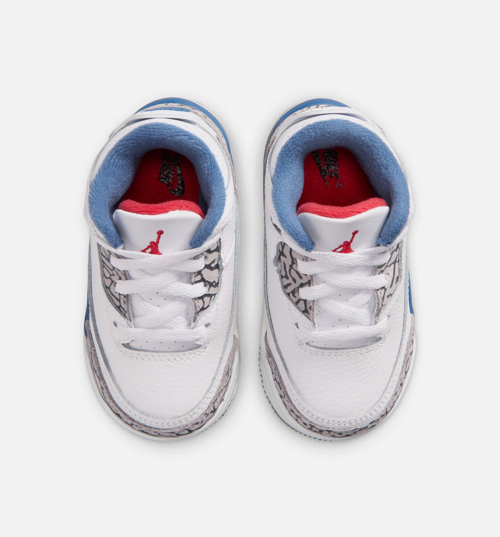 Air Jordan 3 Retro OG True Blue Infant & Toddler Lifestyle Shoe - White/Fire Red/True Blue