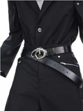 Argue Culture Avant-Garde Irregular Metal Logo Leather Waist Belt