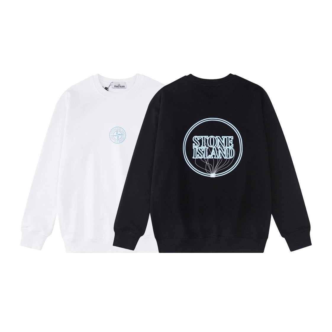 Stone Island Compass Print Crewneck Sweatshirt Men Autumn Pullover