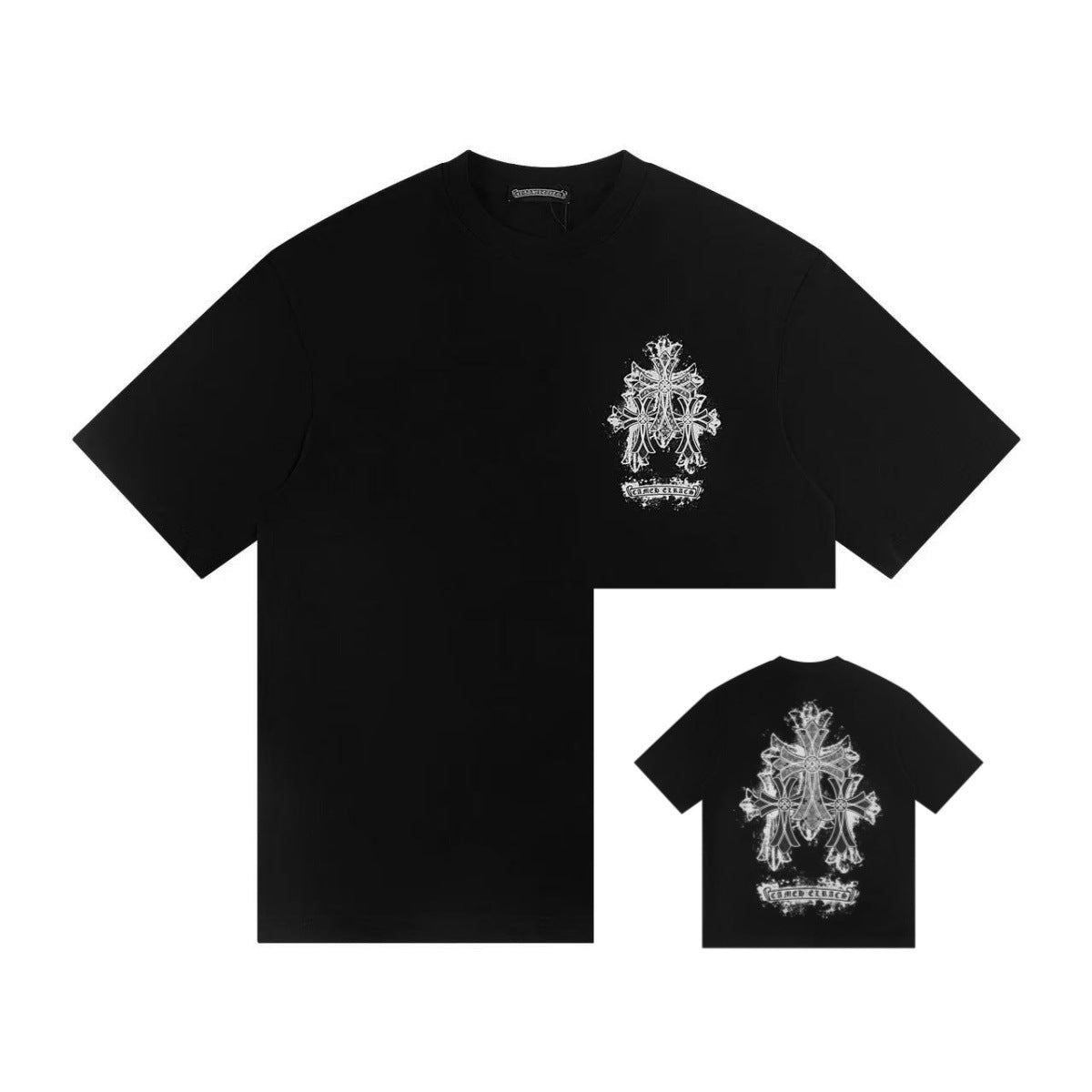 Chrome Hearts Color Sanskrit Cross Horseshoe Print Short Tee Unisex