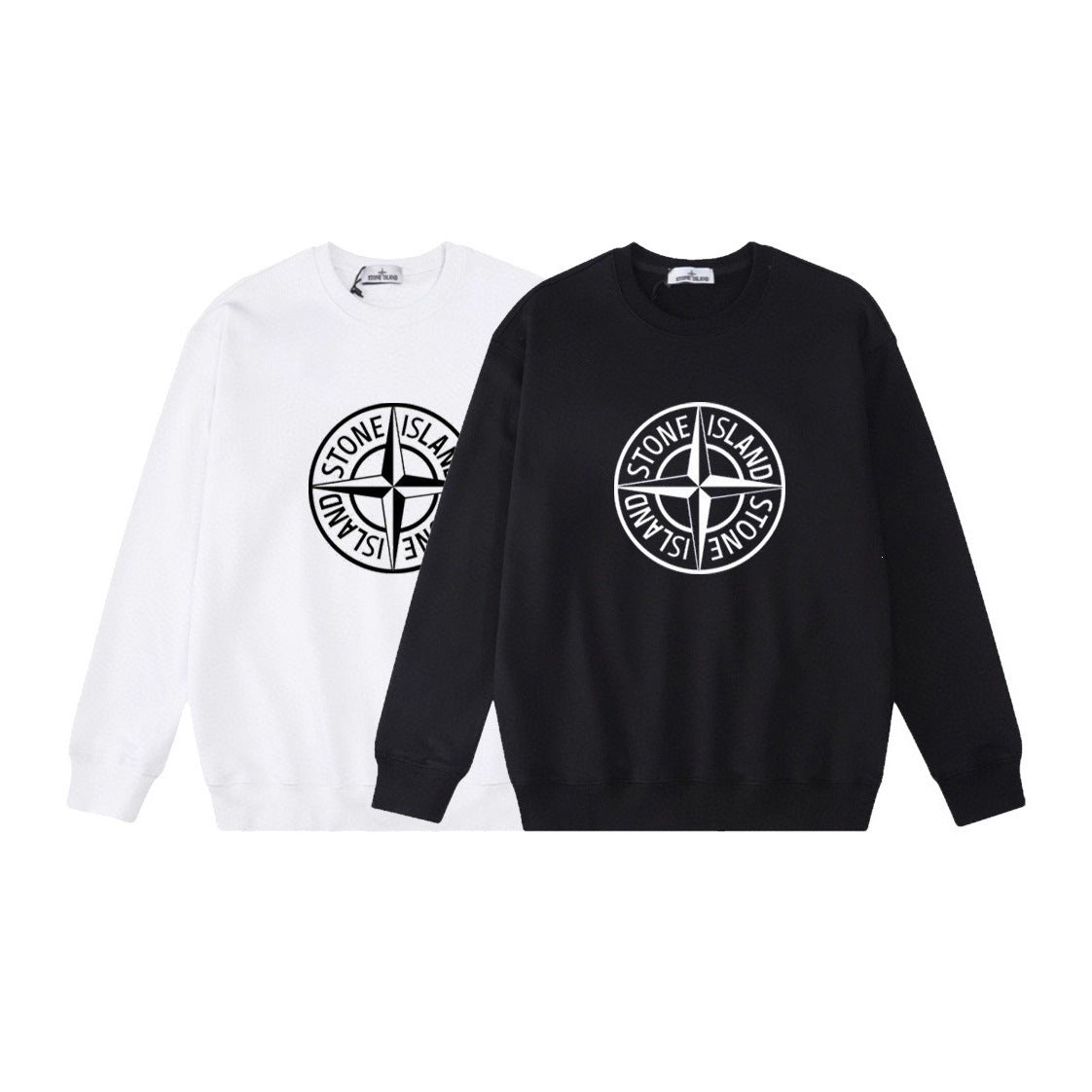 Stone Island Compass Print Crewneck Sweatshirt Men Autumn Pullover