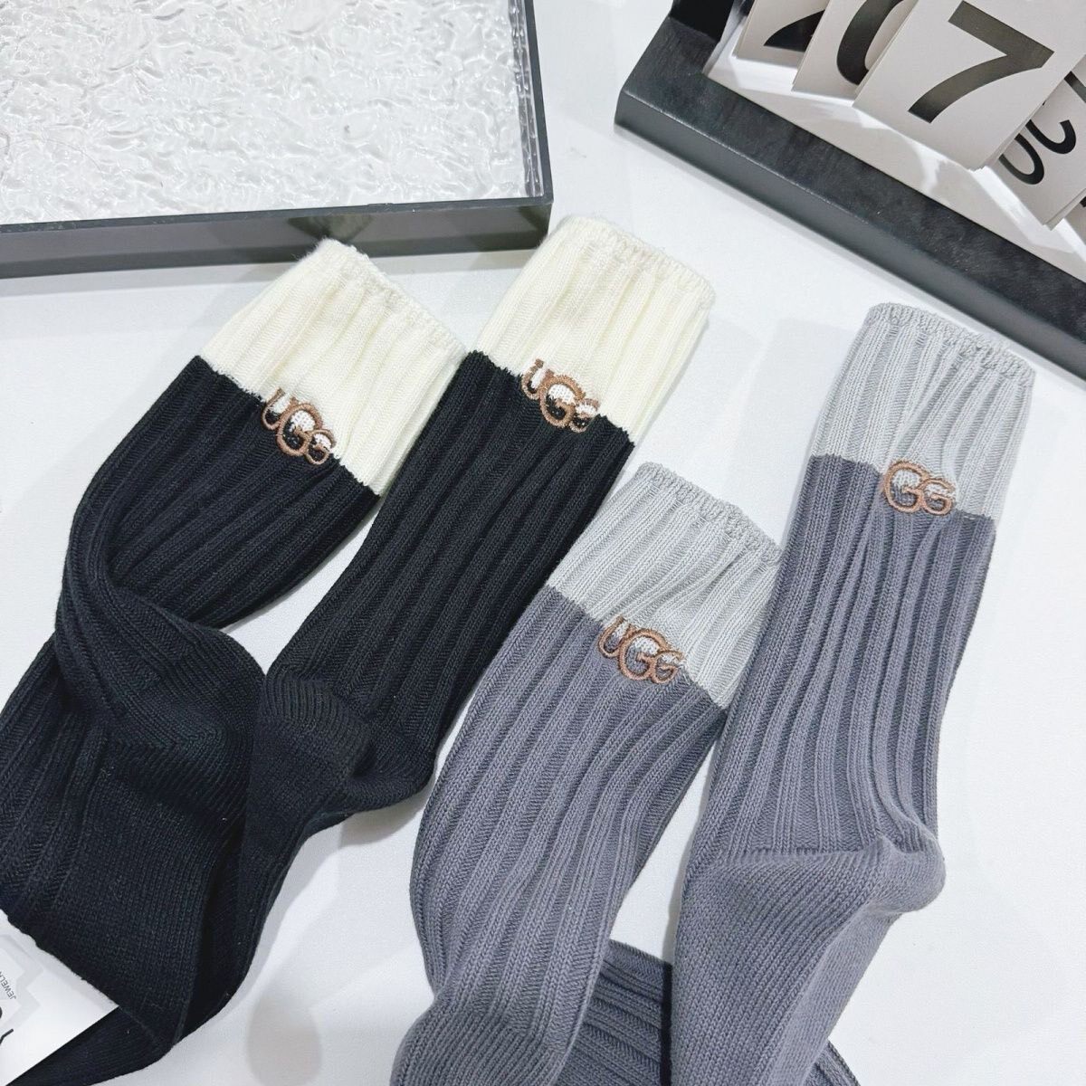 UGG Cotton Ribbed Crew Sock Set