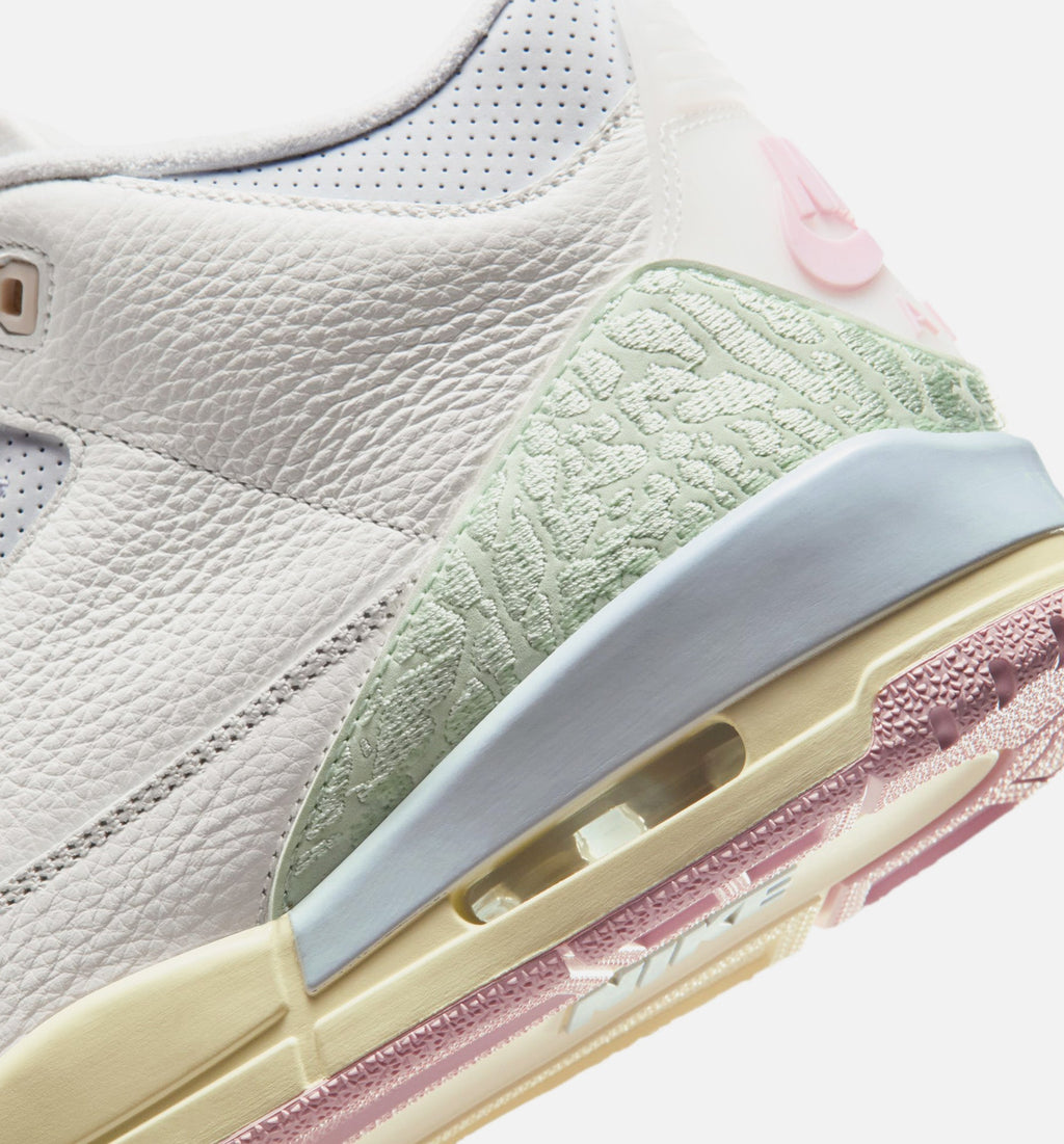 Air Jordan 3 Retro Sail And Jade Aura Men's Sneakers - Sail / Jade Aura / Red