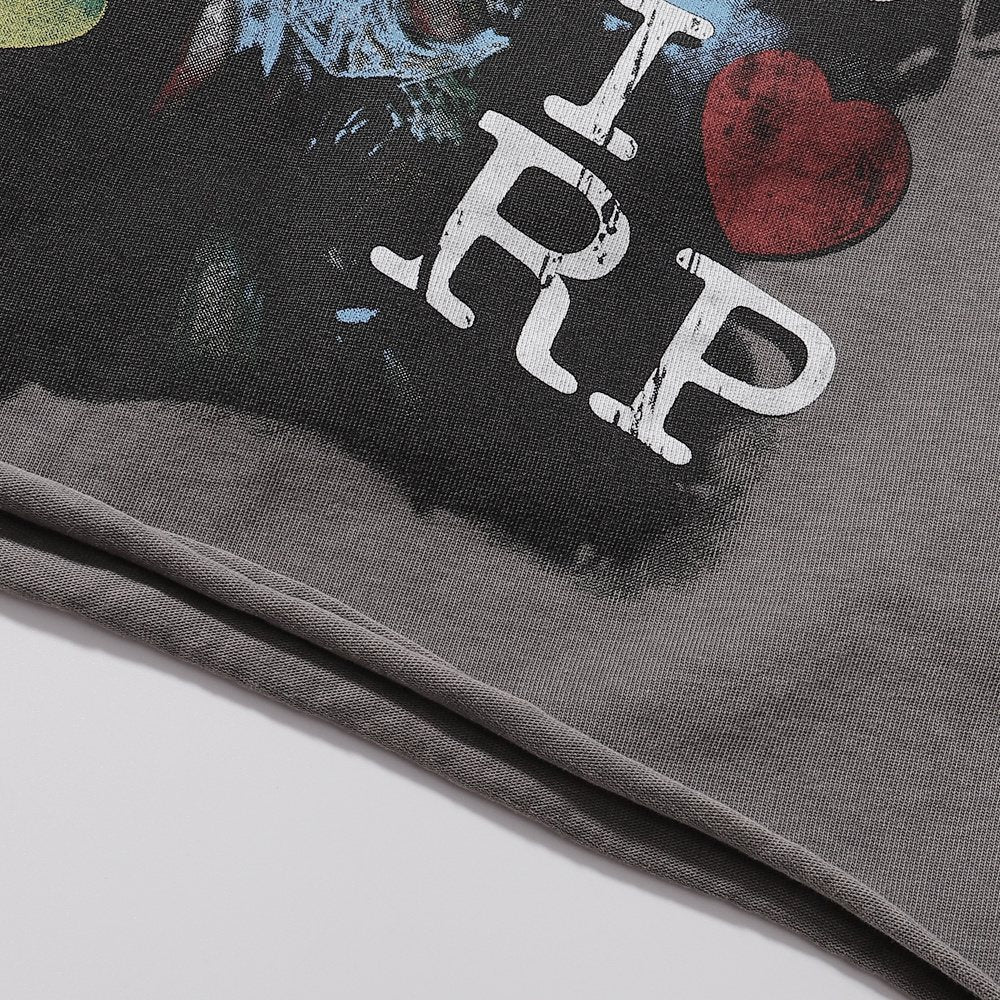Rough Play Skeleton Rapper Graphic Short-Sleeve T-Shirt