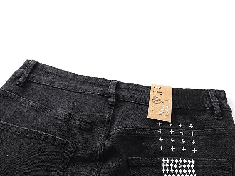 Ksubi Black Slim Tapered Graphic Jeans