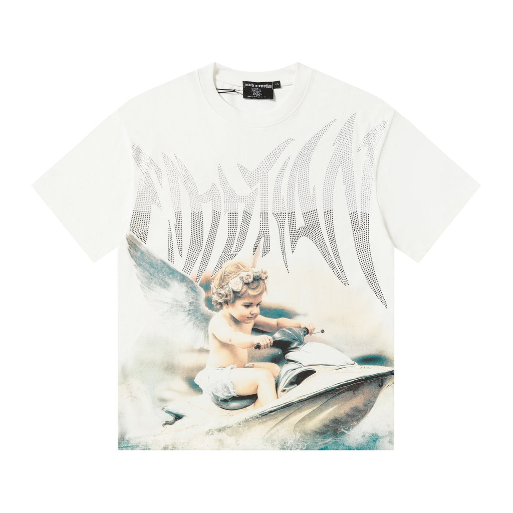 MIXED EMOTION Rhinestone Graphic T-Shirt
