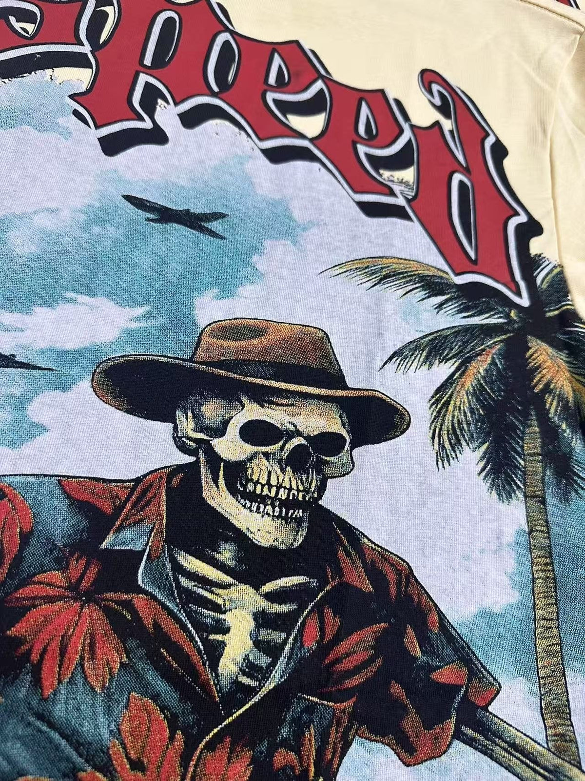 Godspeed Beach Skeleton Graphic T-Shirt