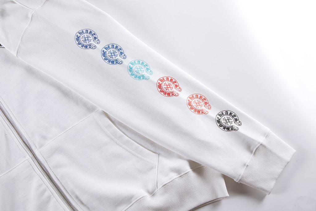 Chrome Hearts Rainbow Horseshoe Graphic Zip-Up Hoodie