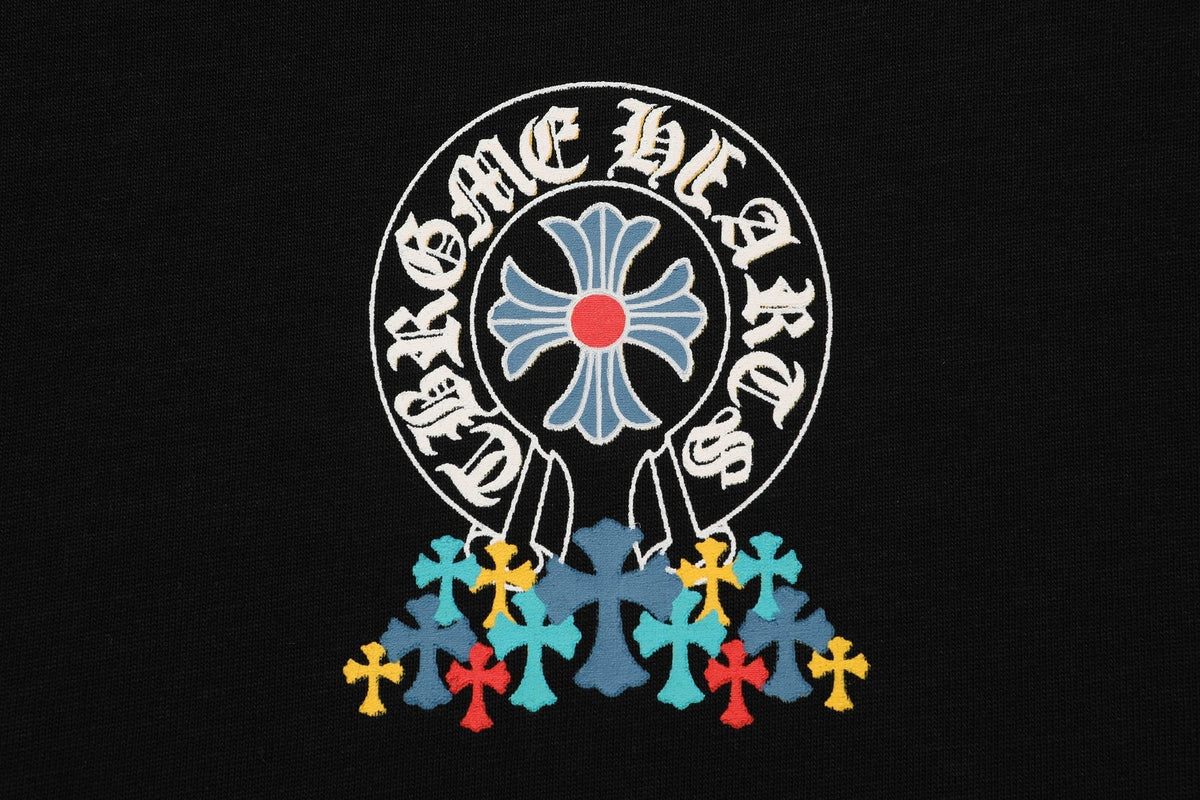 Chrome Hearts Rainbow Floral Cross Graphic T-Shirt