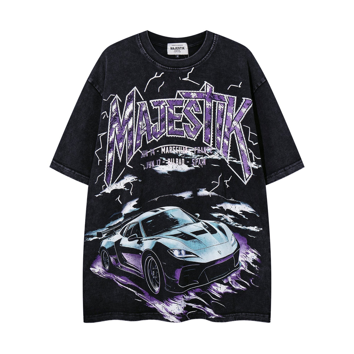 MAJESTIK Washed Rhinestone Graphic T-Shirt