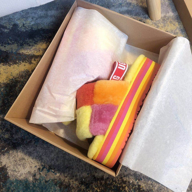 Yellow Color-Block Fluffy Platform Sandals — New Arrival | In Stock