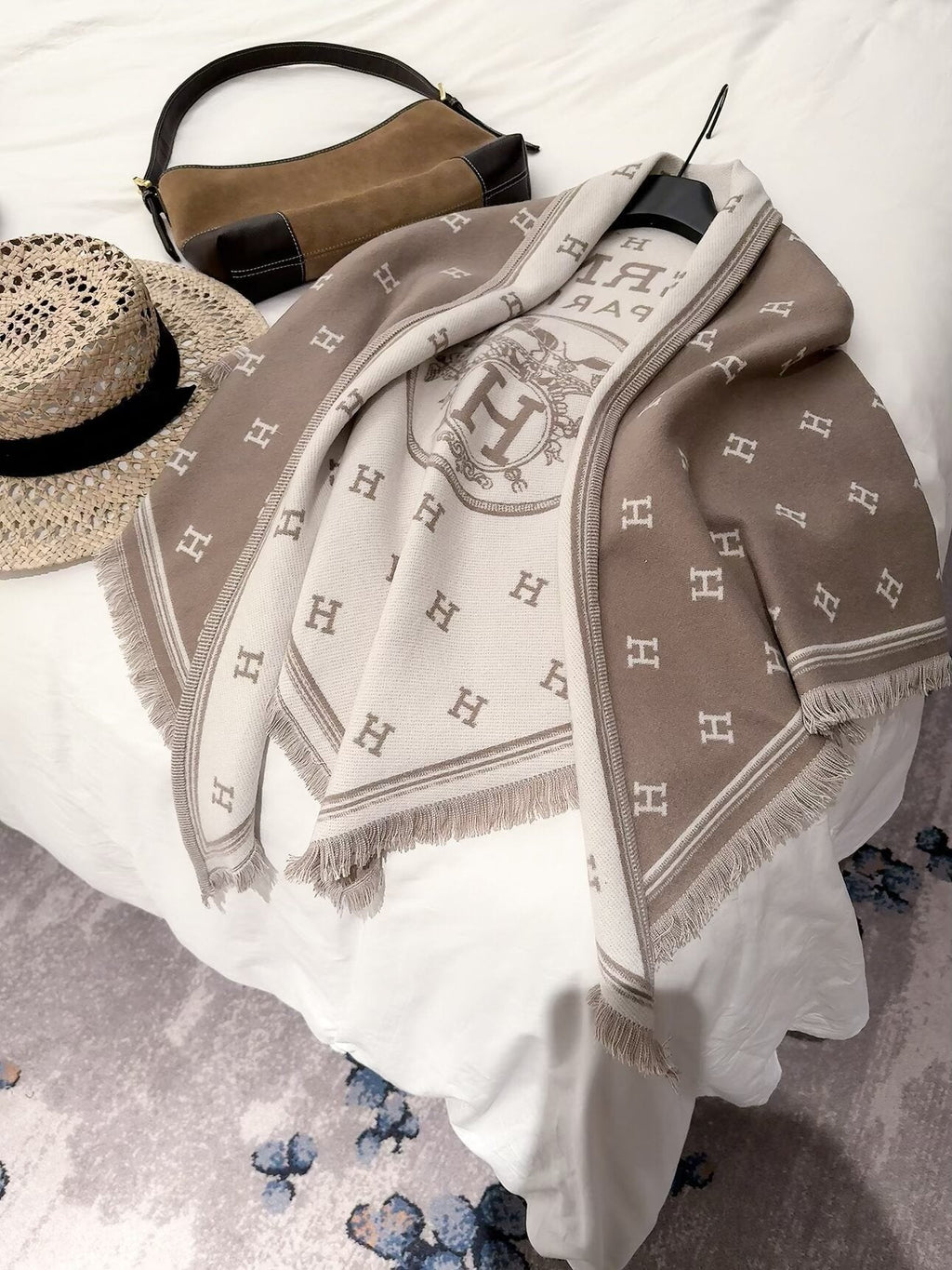 Hermes Style Reversible Equestrian Cape Shawl
