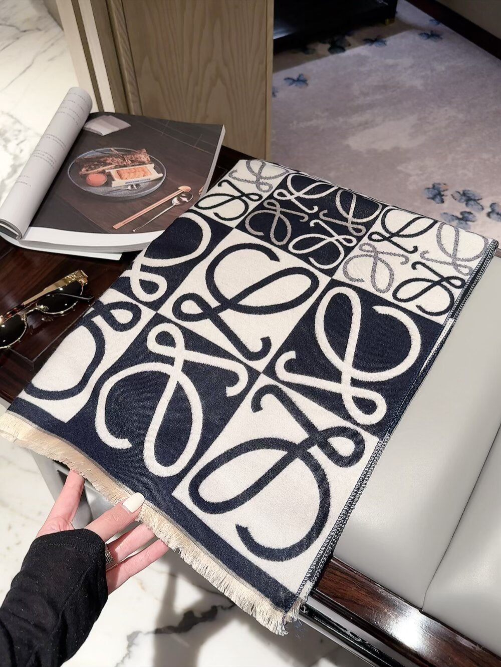 Loewe Style Anagram Pattern Scarf