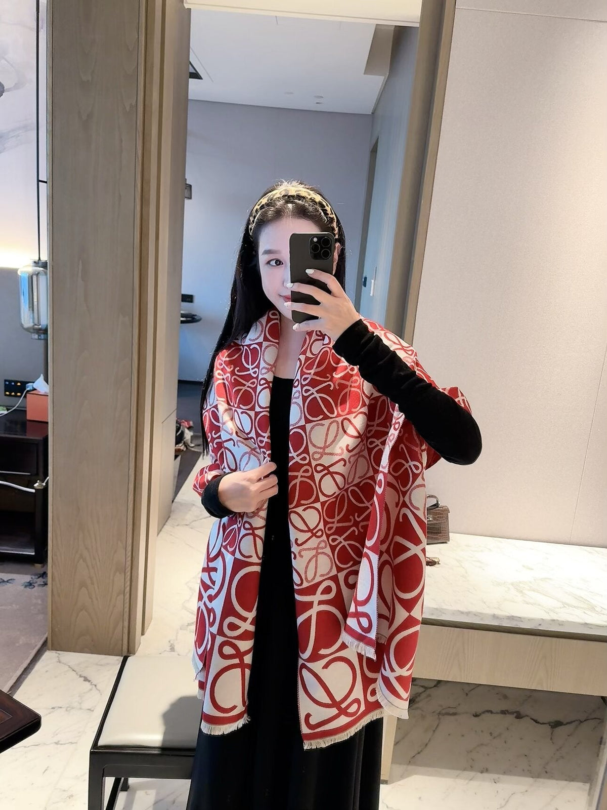 Loewe Style Anagram Pattern Scarf